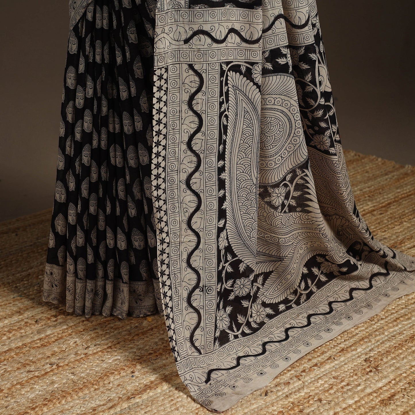 Printed cotton kalamkari saree 05 - handcrafted