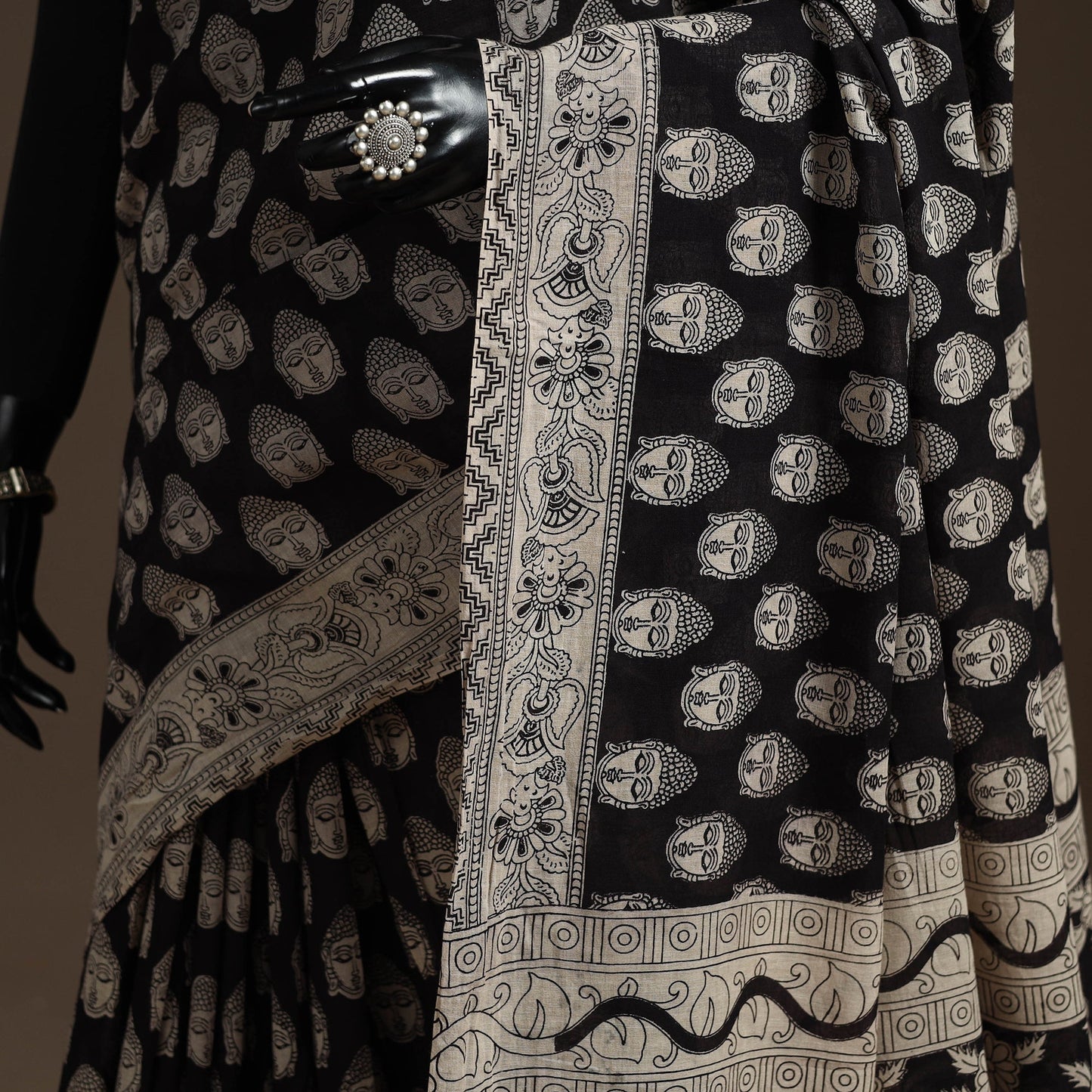 Printed cotton kalamkari saree 05 - handcrafted