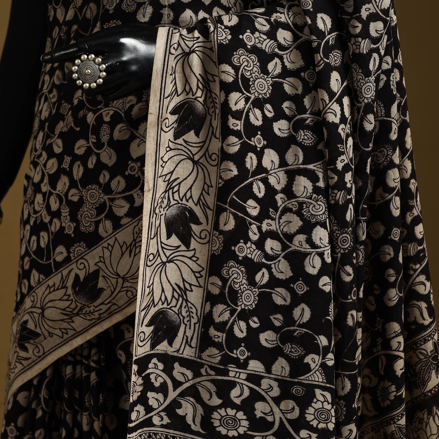 Printed cotton kalamkari saree 09 - handcrafted