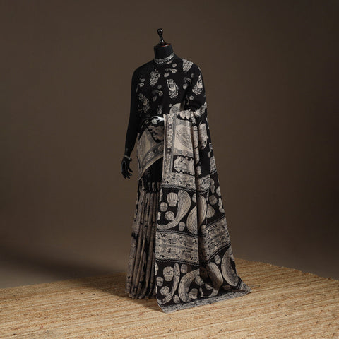 Printed cotton kalamkari saree 09 - handcrafted