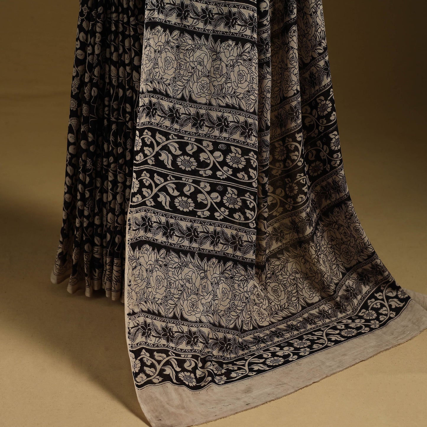 Printed cotton kalamkari saree 09 - handcrafted