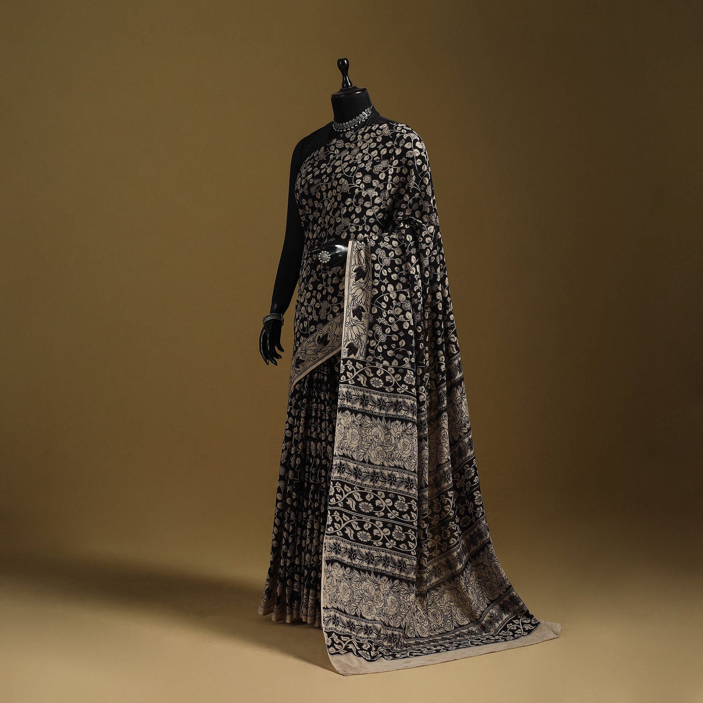 Printed cotton kalamkari saree 09 - handcrafted