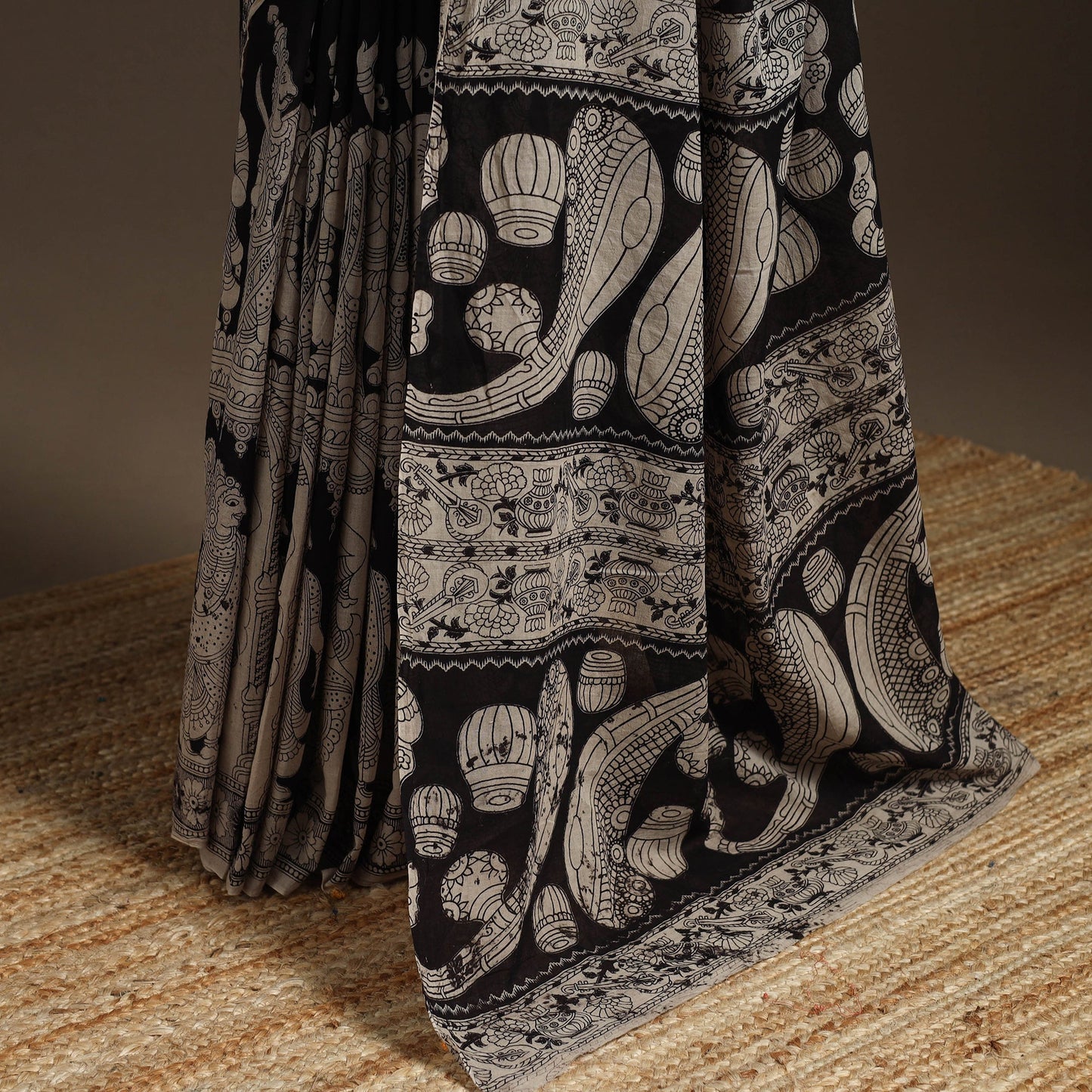 Printed cotton kalamkari saree 09 - handcrafted