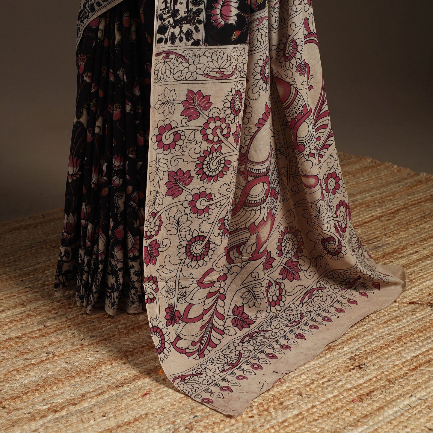 Printed cotton kalamkari saree 11 - handcrafted