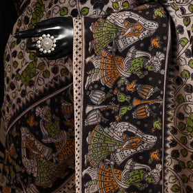 Black - printed cotton kalamkari saree 12 - handcrafted
