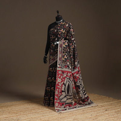 Printed cotton kalamkari saree 13 - handcrafted
