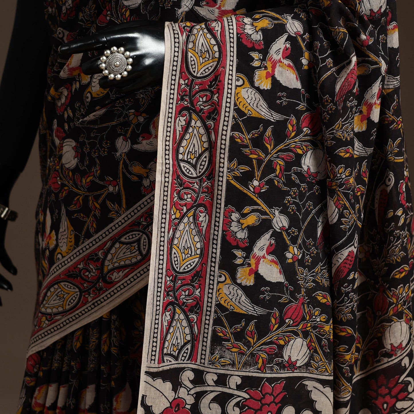 Printed cotton kalamkari saree 13 - handcrafted