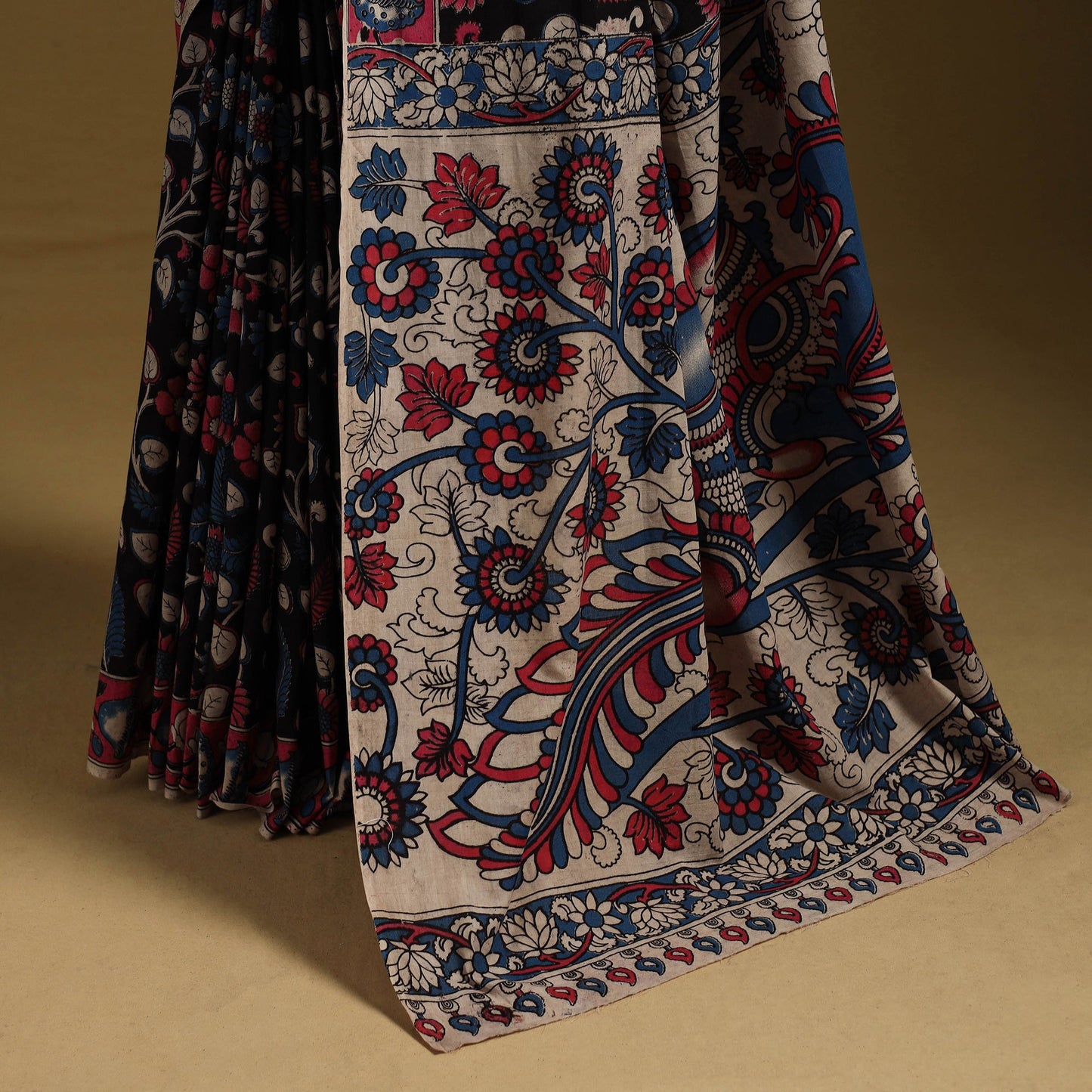 Printed cotton kalamkari saree 15 - handcrafted