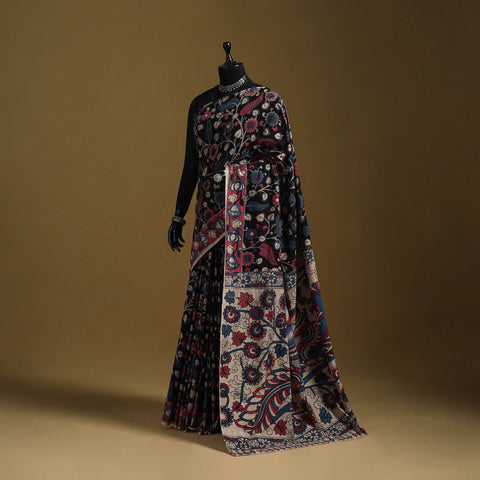 Printed cotton kalamkari saree 15 - handcrafted