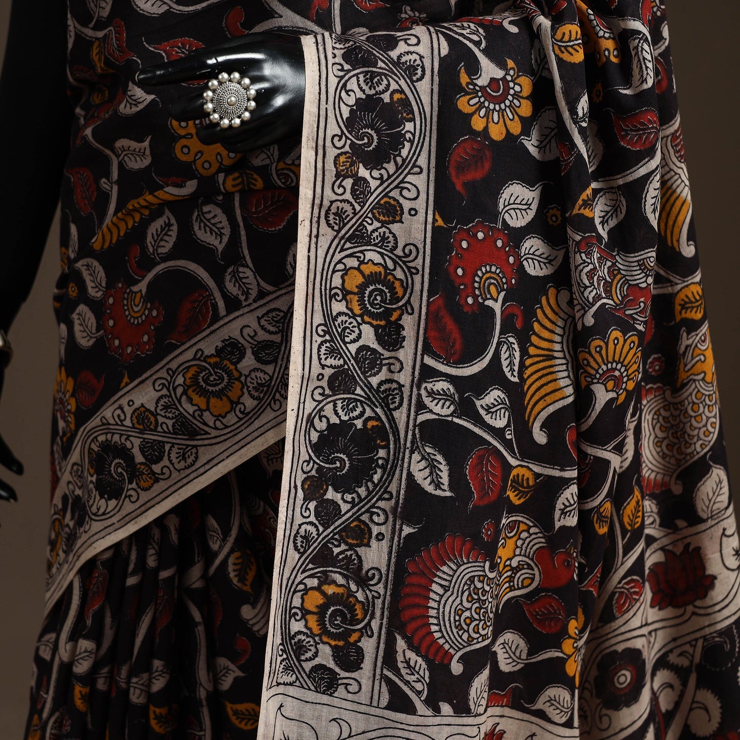 Printed cotton kalamkari saree 17 - handcrafted