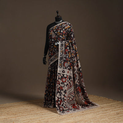 Printed cotton kalamkari saree 17 - handcrafted