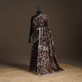 Printed cotton kalamkari saree 17 - handcrafted