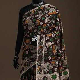 Printed cotton kalamkari saree 21 - handcrafted