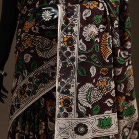 Printed cotton kalamkari saree 21 - handcrafted