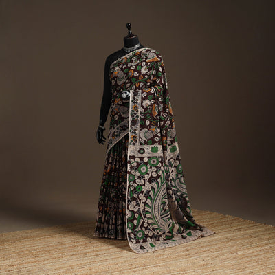 Printed cotton kalamkari saree 21 - handcrafted
