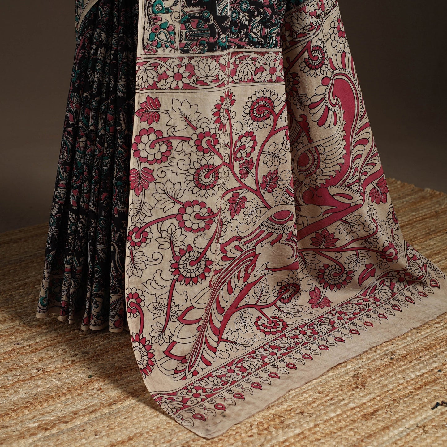 Printed cotton kalamkari saree 35 - handcrafted