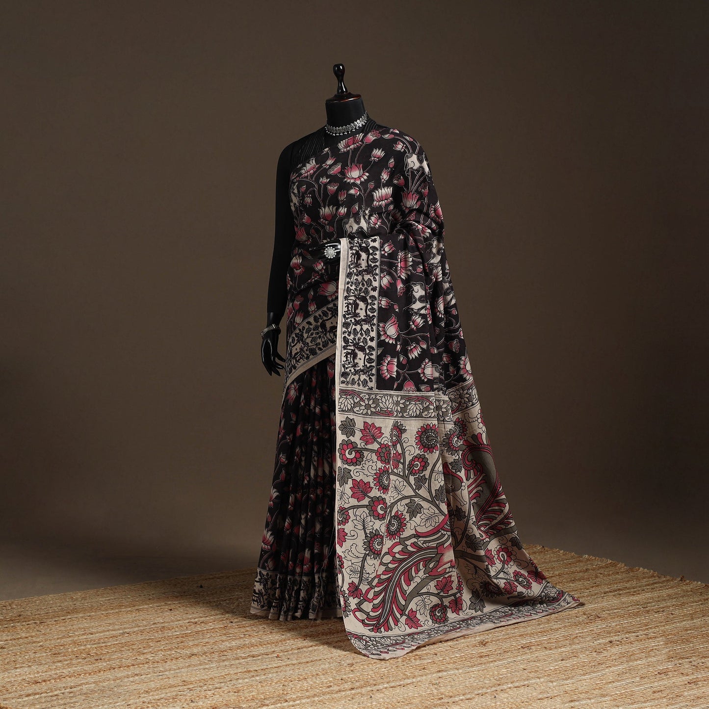 Printed cotton kalamkari saree 39 - handcrafted