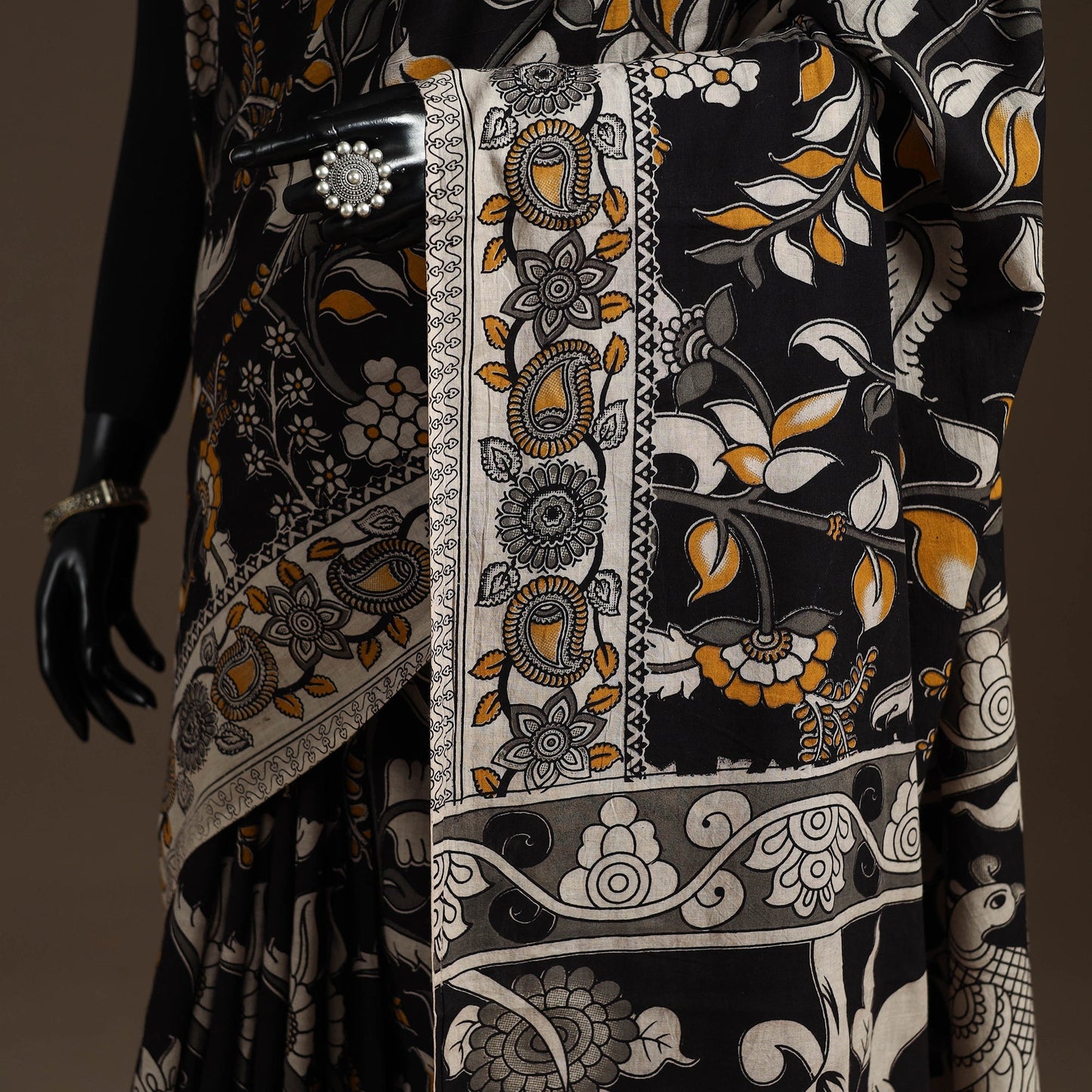 Printed cotton kalamkari saree 41 - handcrafted