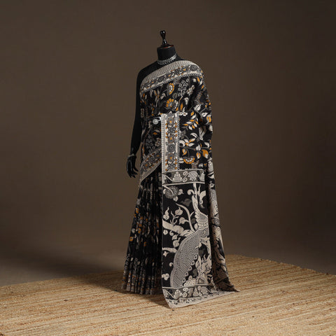 Printed cotton kalamkari saree 41 - handcrafted