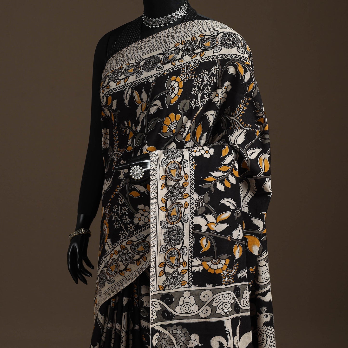 Printed cotton kalamkari saree 41 - handcrafted