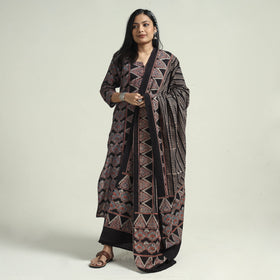 Buy Ajrakh Block Printed Cotton Kurta With Palazzo & Dupatta Set Online at iTokri.com