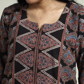 Buy Ajrakh Block Printed Cotton Kurta With Palazzo & Dupatta Set Online at iTokri.com