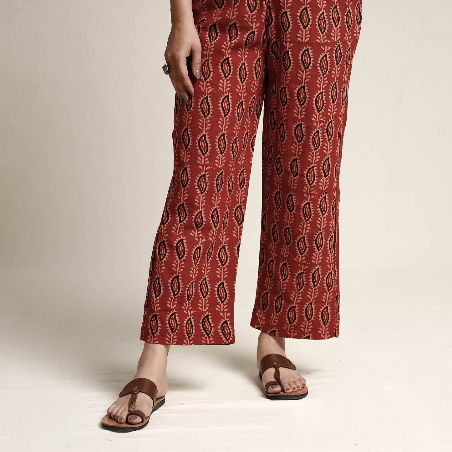 Buy Ajrakh Block Printed Cotton Kurta with Palazzo & Dupatta Set Online at iTokri.com