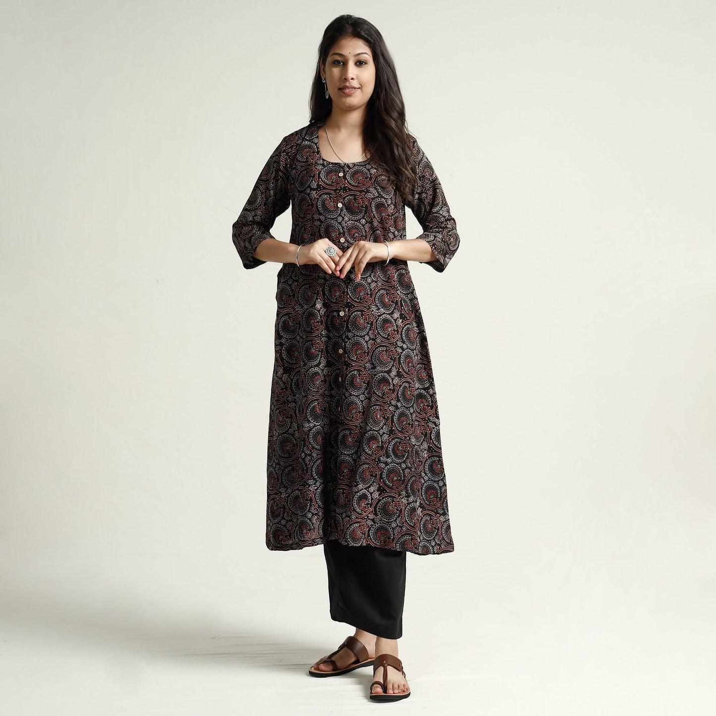 Buy Ajrakh Block Printed Cotton Kurta with Palazzo Set Online at iTokri.com