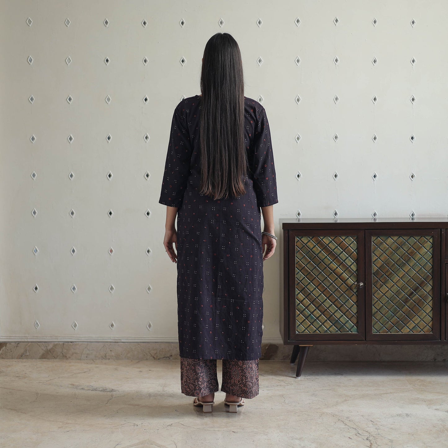 Buy Block Printed Cotton Ajrakh Kurta Set Online 