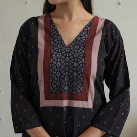 Buy Block Printed Cotton Ajrakh Kurta Set Online 
