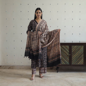  Block Printed Cotton Ajrakh Kurta Set 