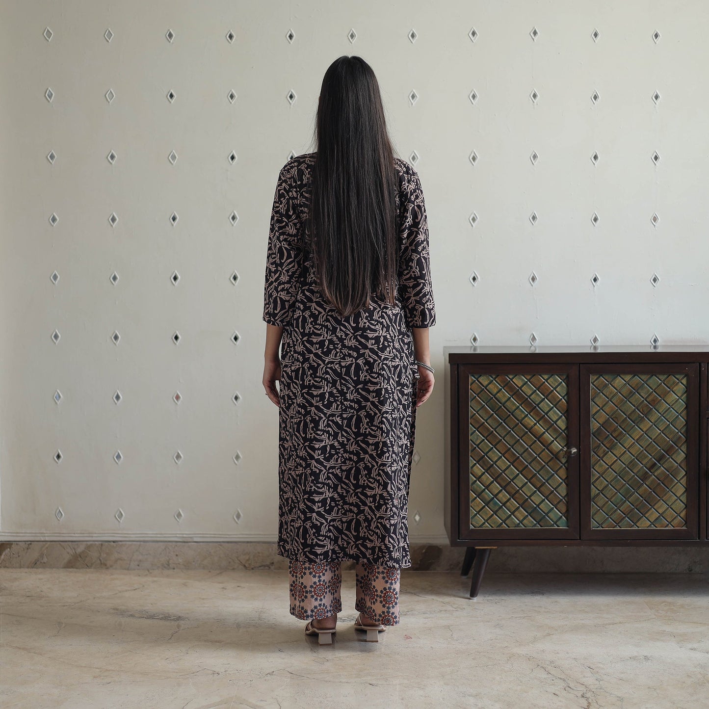  Block Printed Cotton Ajrakh Kurta Set 