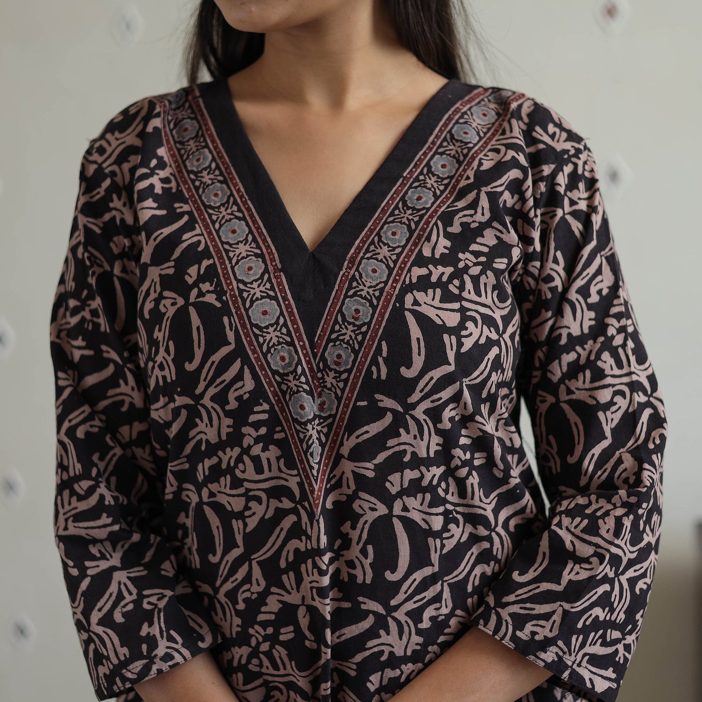  Block Printed Cotton Ajrakh Kurta Set 