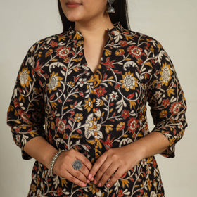 Buy Black Printed Cotton A-Line Kalamkari Kurta For Women