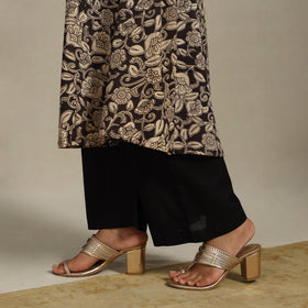 Black Printed Cotton A-Line Kalamkari Kurta