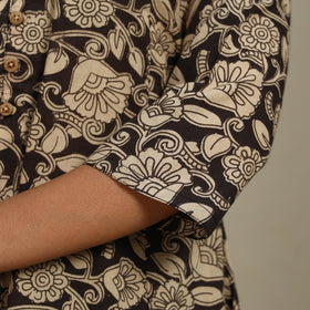 Black Printed Cotton A-Line Kalamkari Kurta