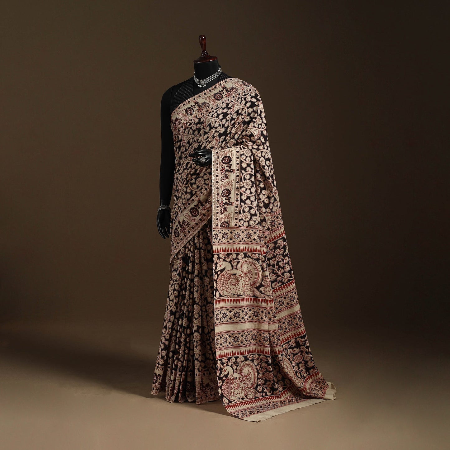 Black - printed cotton nellore kalamkari saree 48