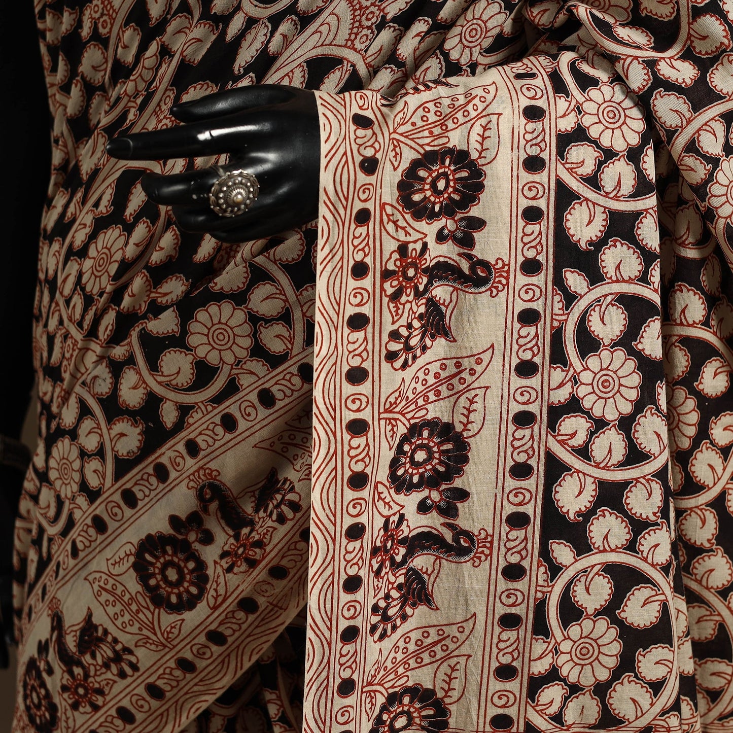 Black - printed cotton nellore kalamkari saree 48