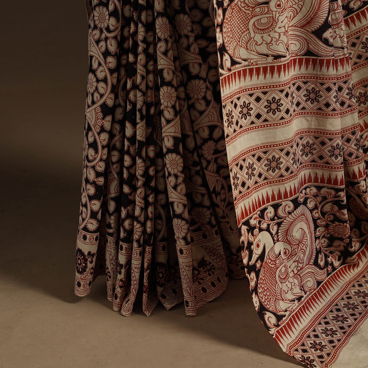 Black - printed cotton nellore kalamkari saree 48