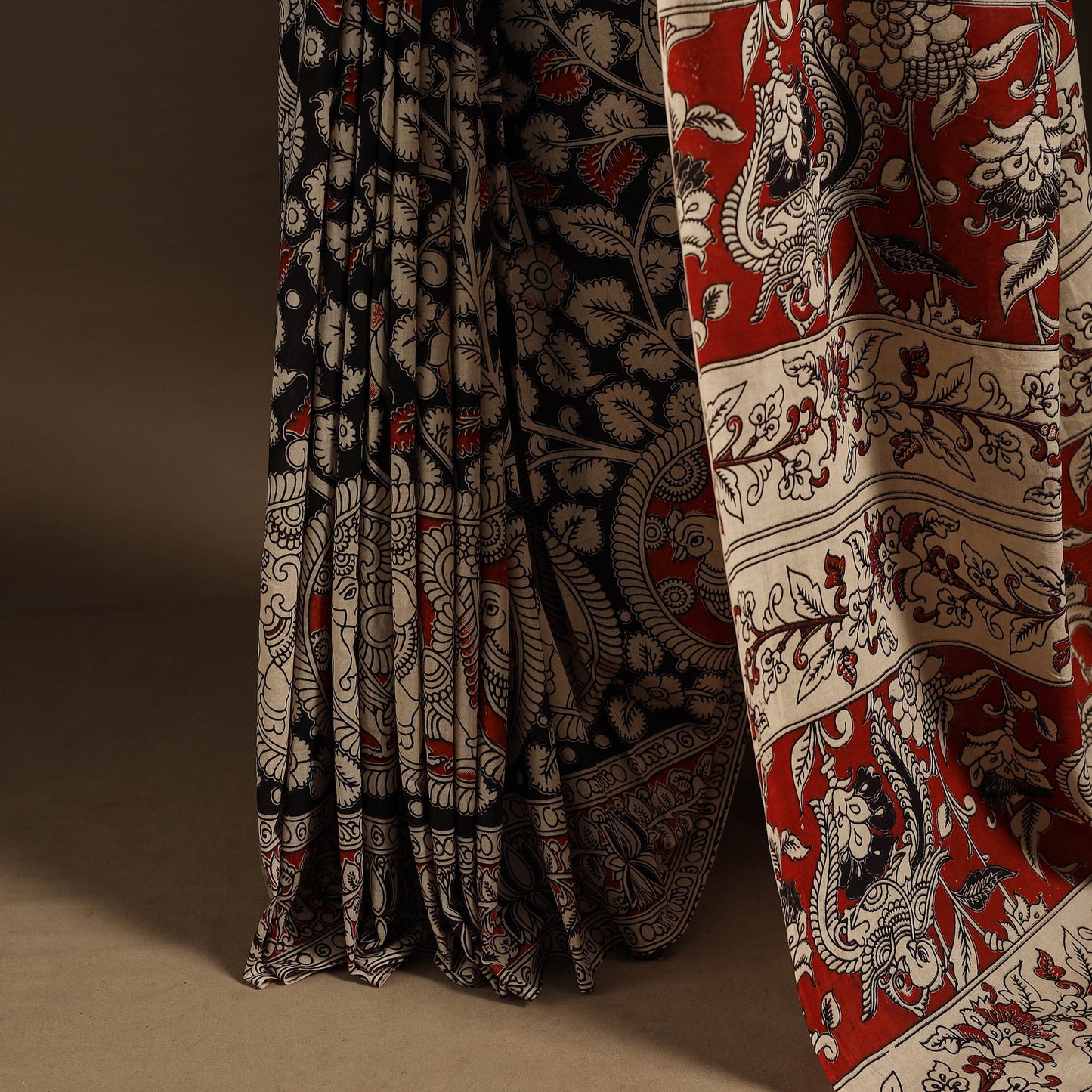 Black - printed cotton nellore kalamkari saree 59