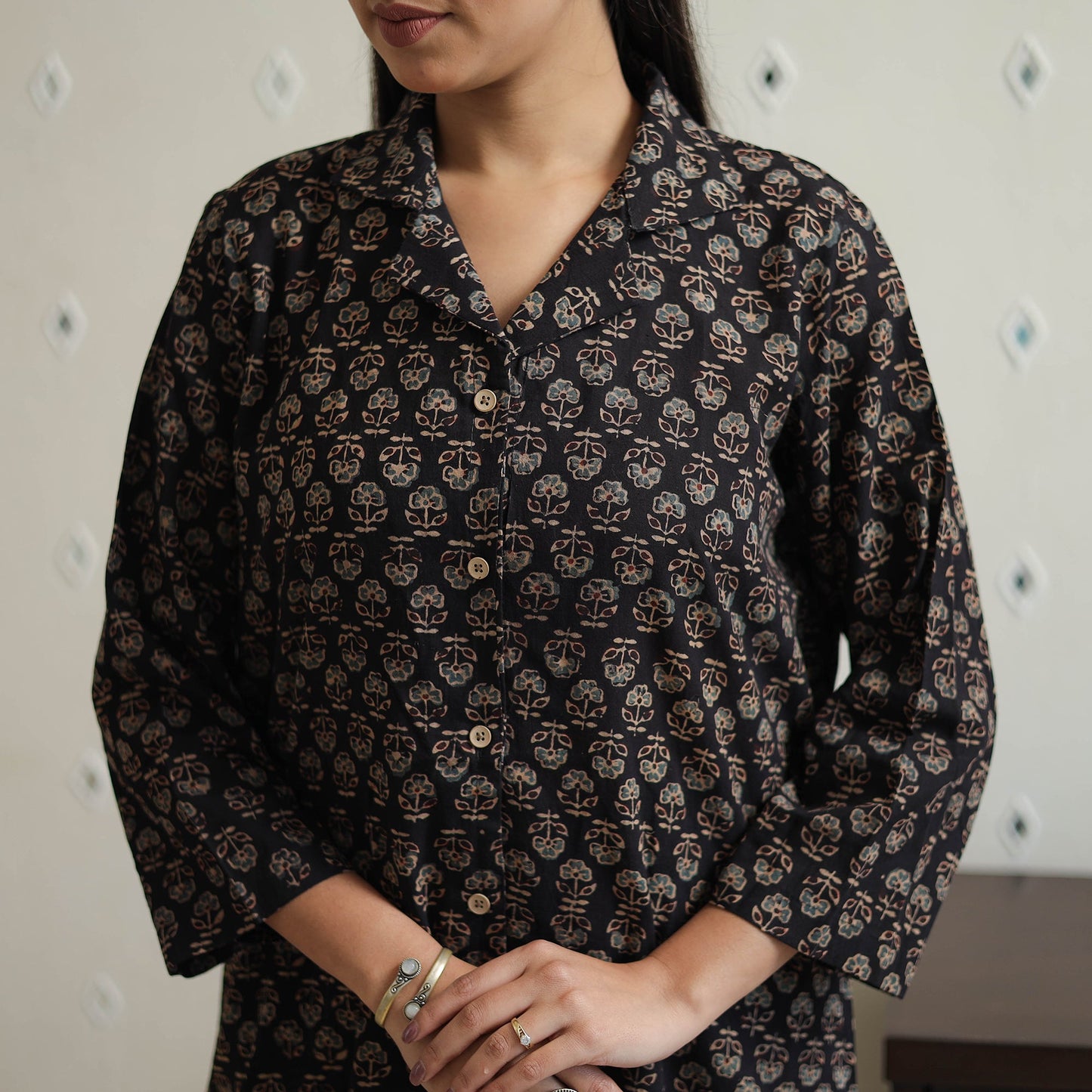 Black - printed cotton co-ord set 05 - handcrafted