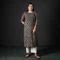 Ajrakh Block Printed Cotton Pintuck Straight Kurta for Women