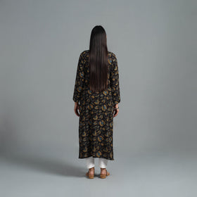 Buy Black Block Printed Cotton Straight Bagru Kurta for Women