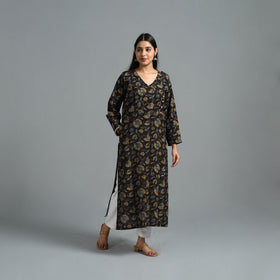Buy Black Block Printed Cotton Straight Bagru Kurta for Women