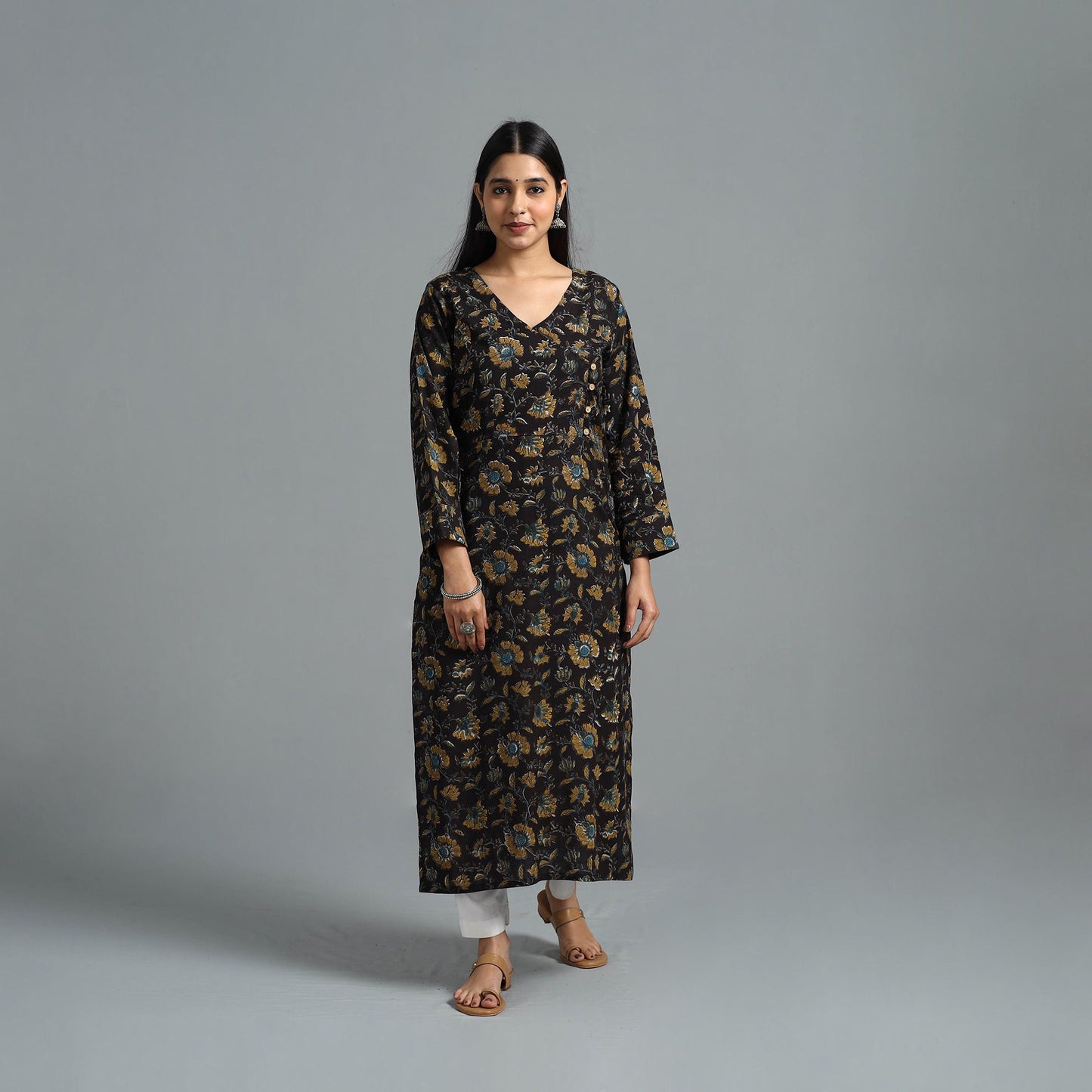 Buy Black Block Printed Cotton Straight Bagru Kurta for Women