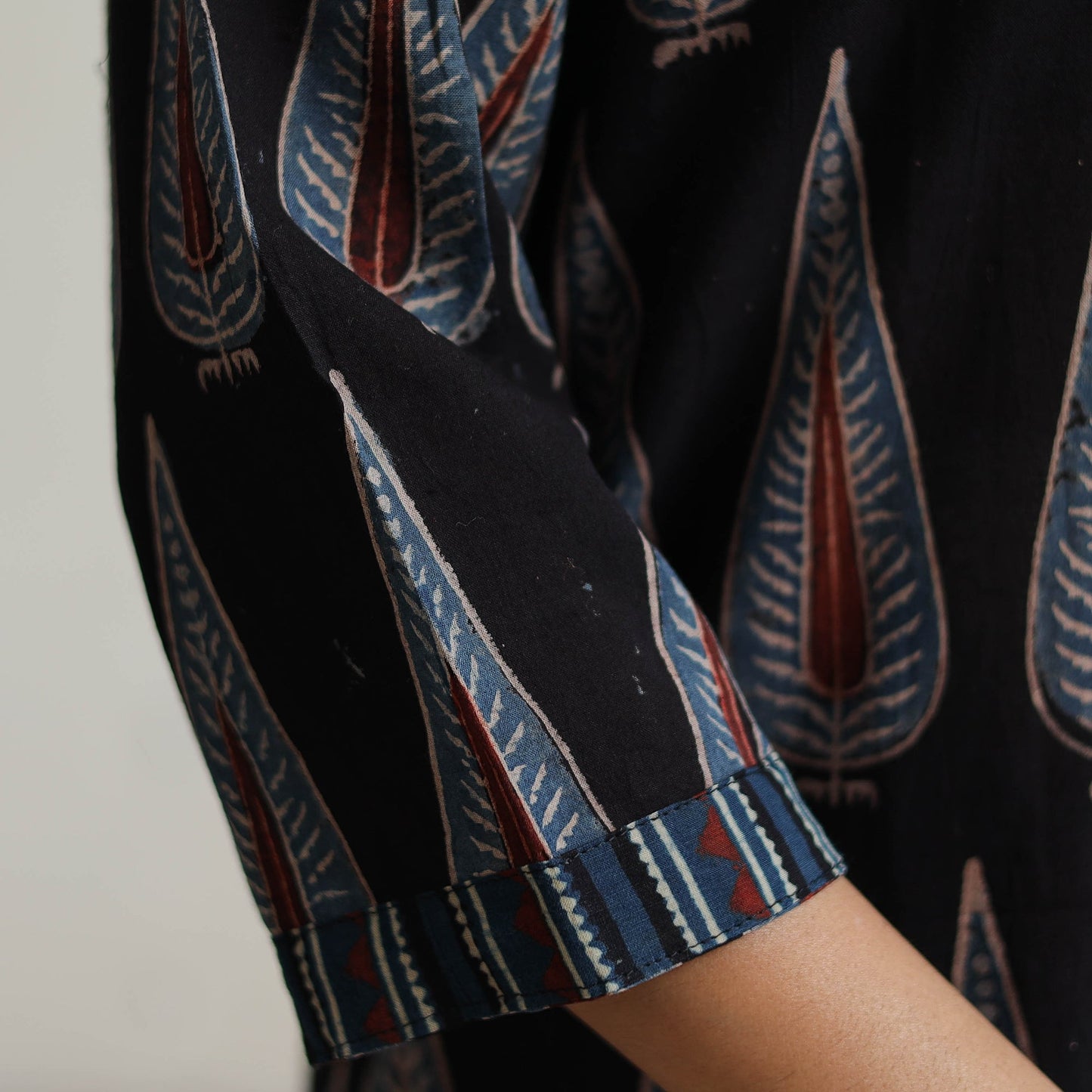 Block Printed Cotton Straight Ajrakh Kurta for Women