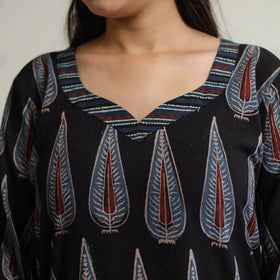 Block Printed Cotton Straight Ajrakh Kurta for Women
