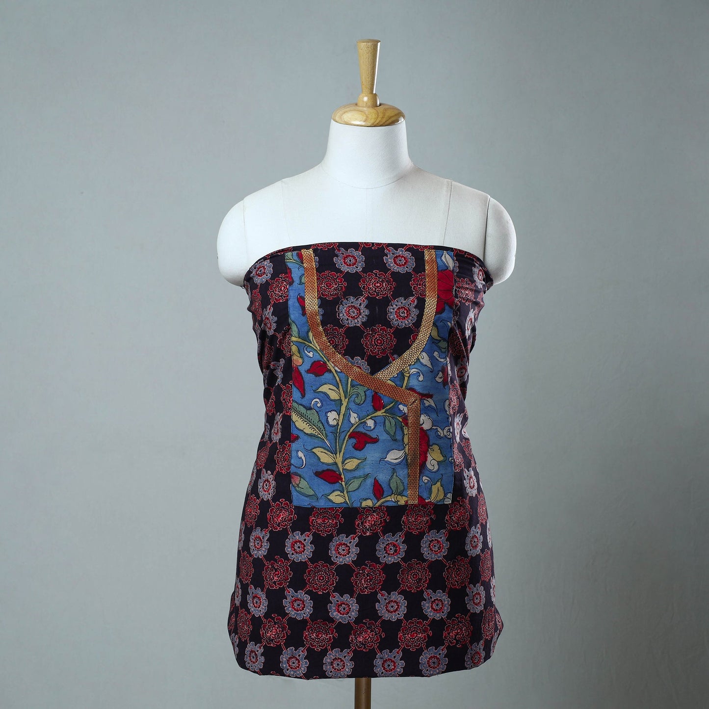 Black - Block Printed Cotton Ajrakh Kurta Material (2.8 meter) 11