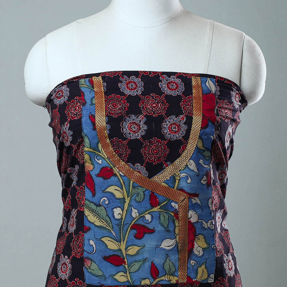 Black - Block Printed Cotton Ajrakh Kurta Material (2.8 meter) 11