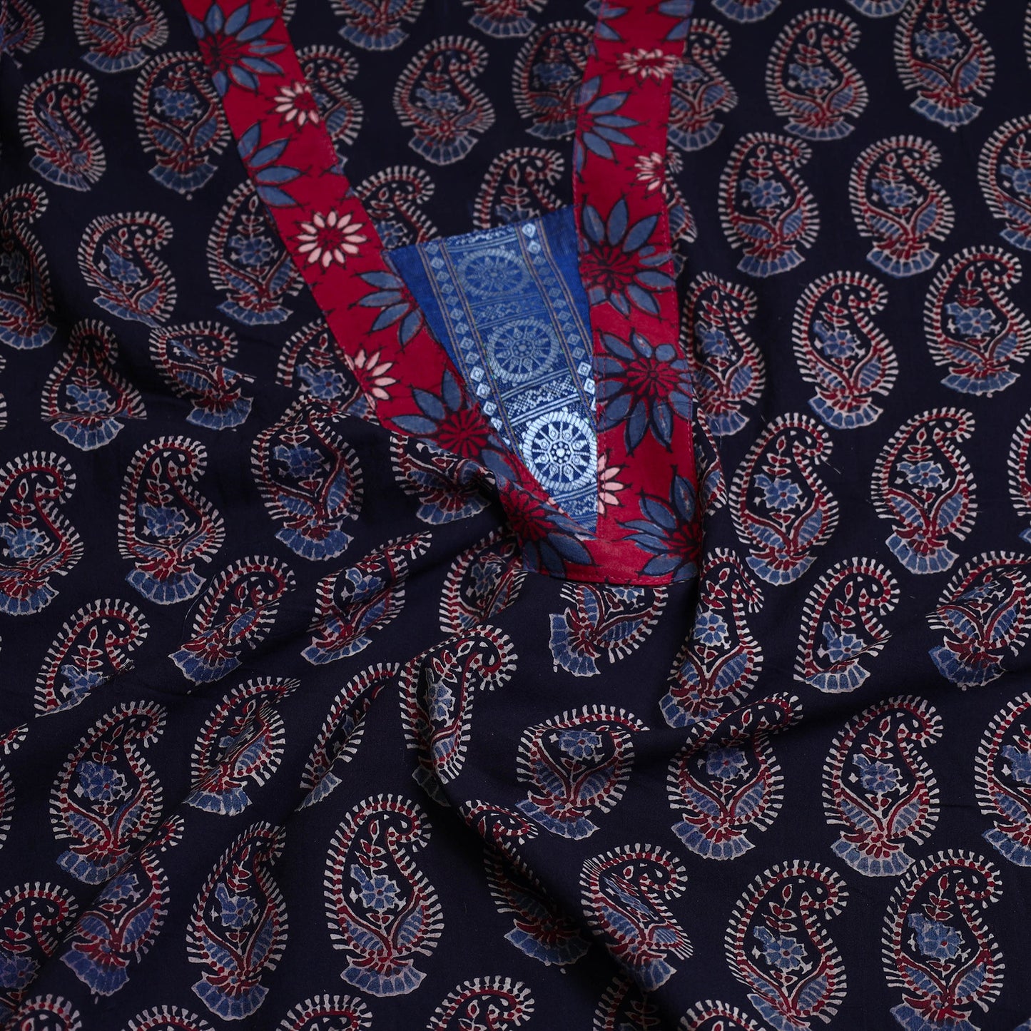  Block Print Cotton Ajrakh Kurta Material Online